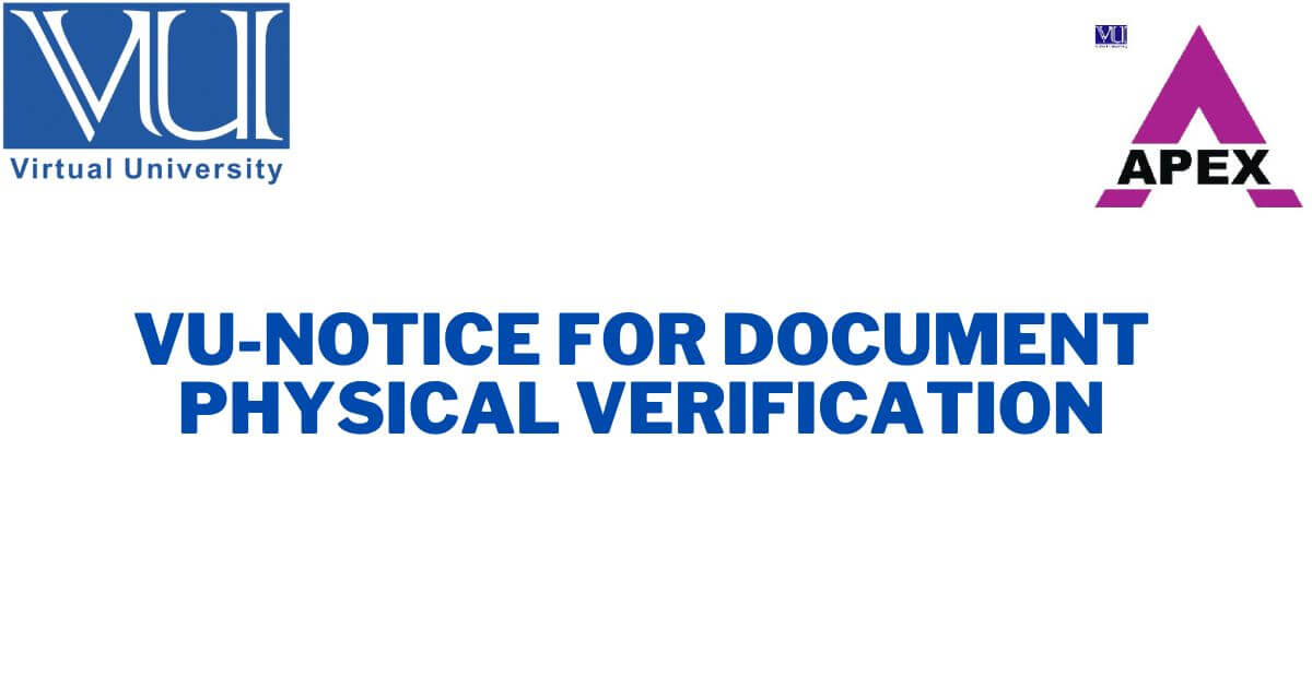 NOTICE FOR DOCUMENT PHYSICAL VERIFICATION