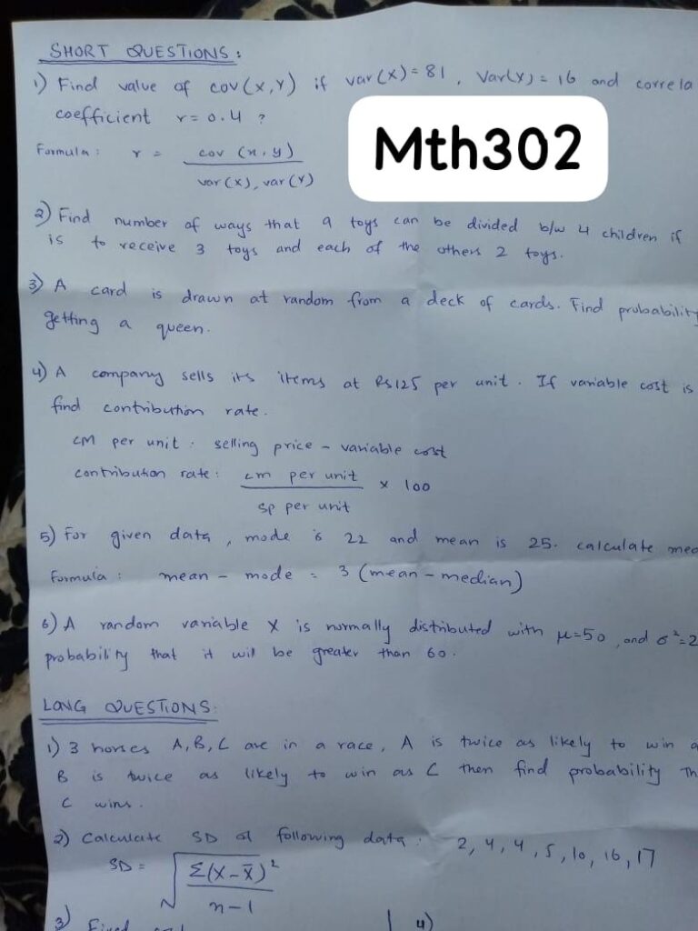 Mth302 Paper